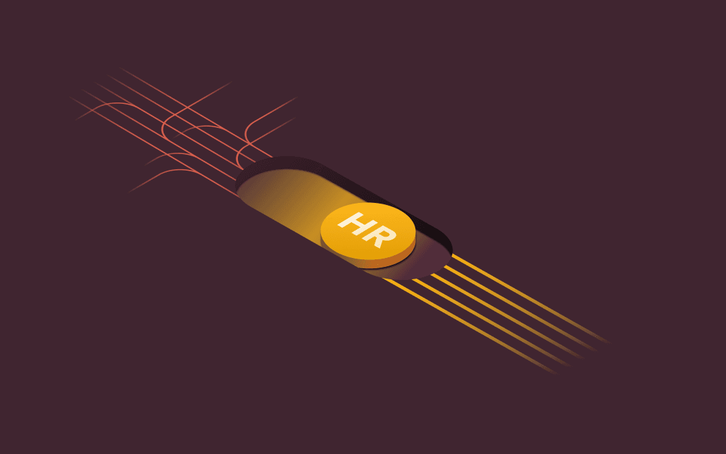 Graphic illustration of a button labelled HR switched to the on position