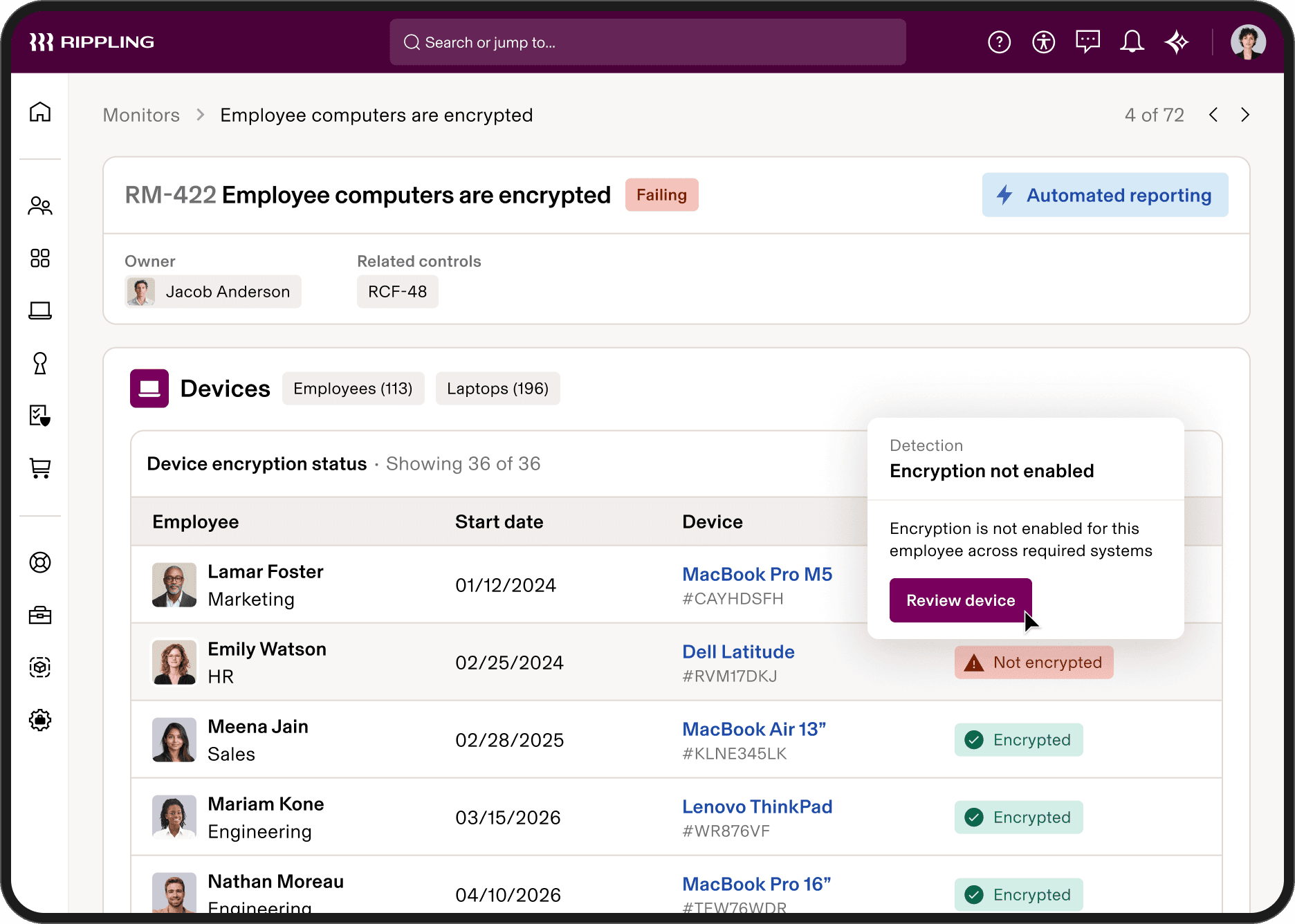 Issue remediation - Encryption