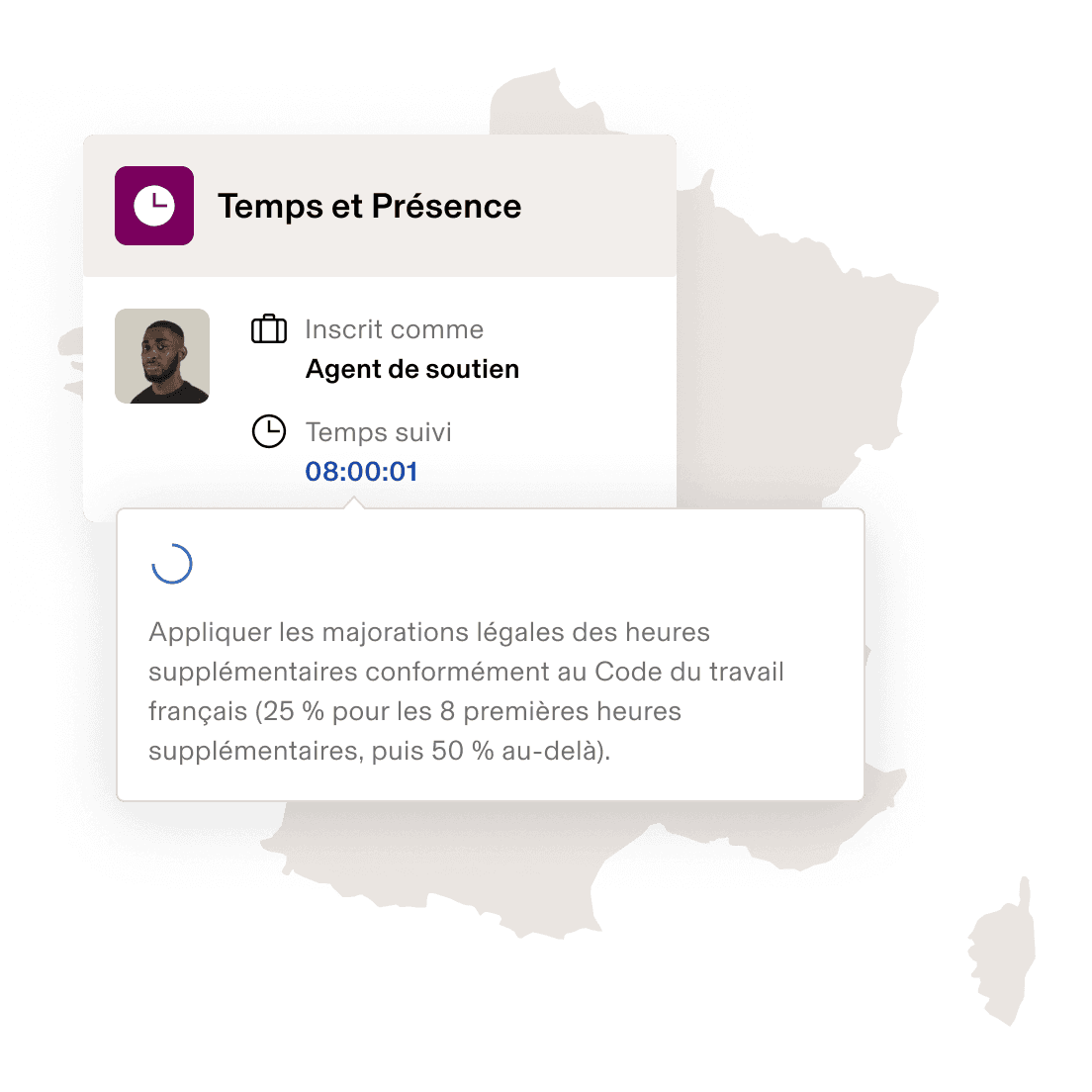 Screenshot of an employee timecard in Rippling's Time & Attendance product