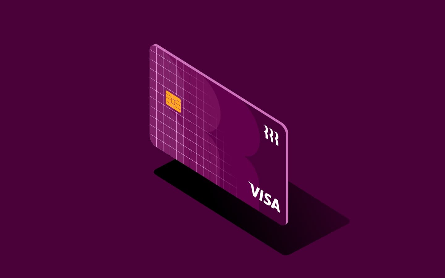 Illustration of a Visa card with a chip and Rippling logo