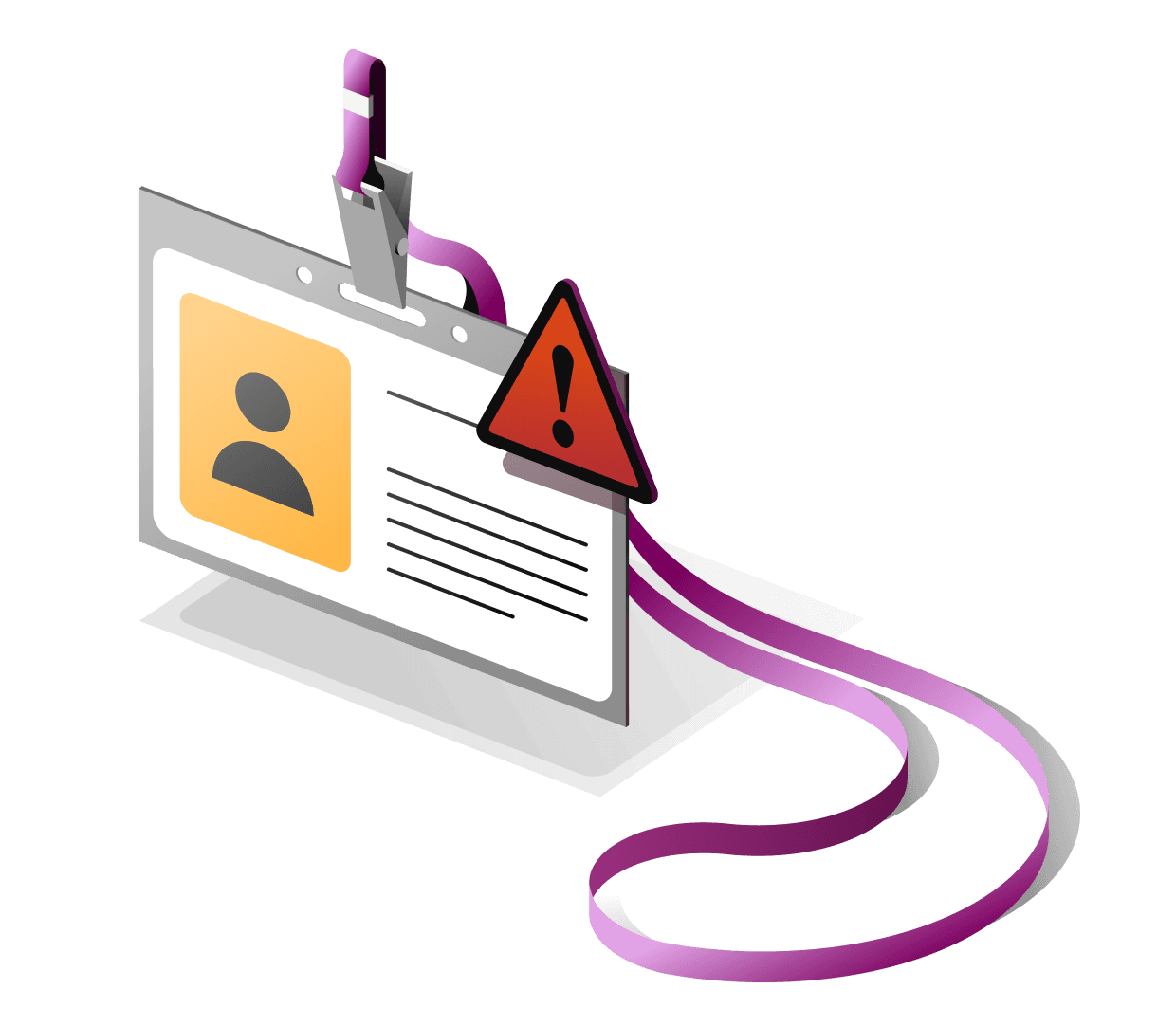 Graphic illustration of a worker's ID badge with a warning